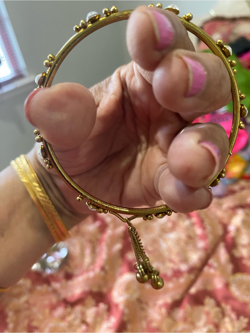 Gold-Tone Decorative Women’s Bangle Bracelet